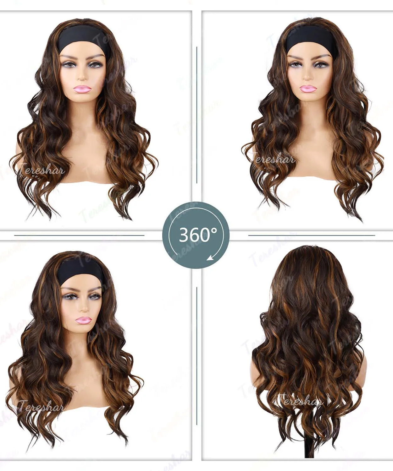 Synthetic Long Wavy Headband Wig for Women