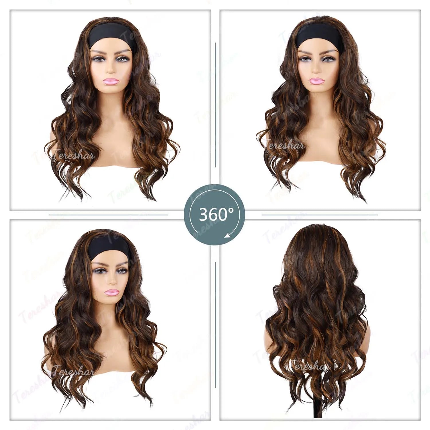 Synthetic Long Wavy Headband Wig for Women