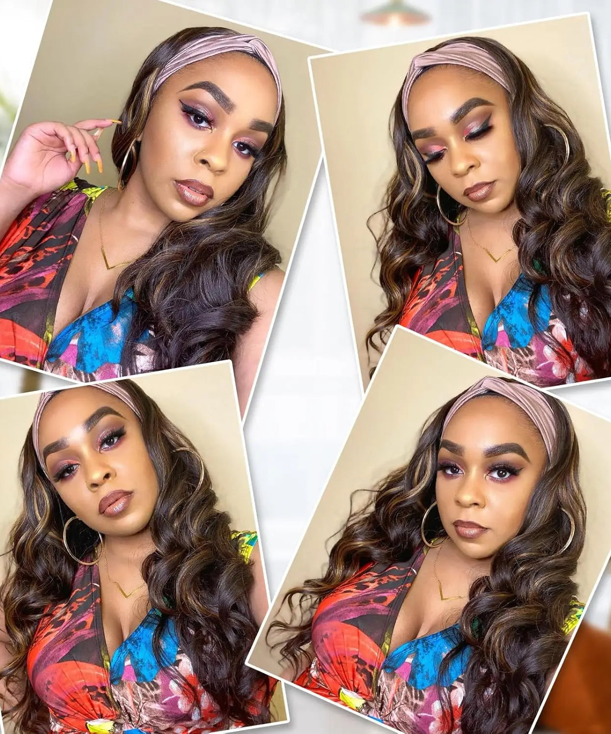 Synthetic Long Wavy Headband Wig for Women
