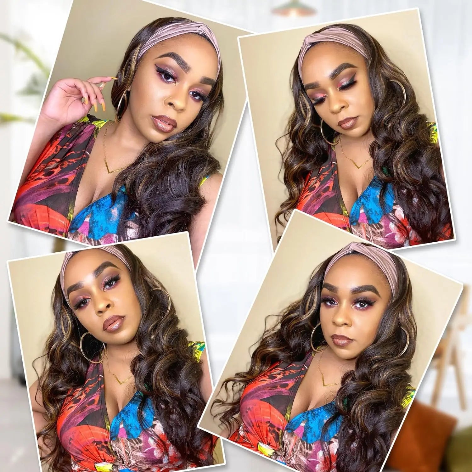 Synthetic Long Wavy Headband Wig for Women