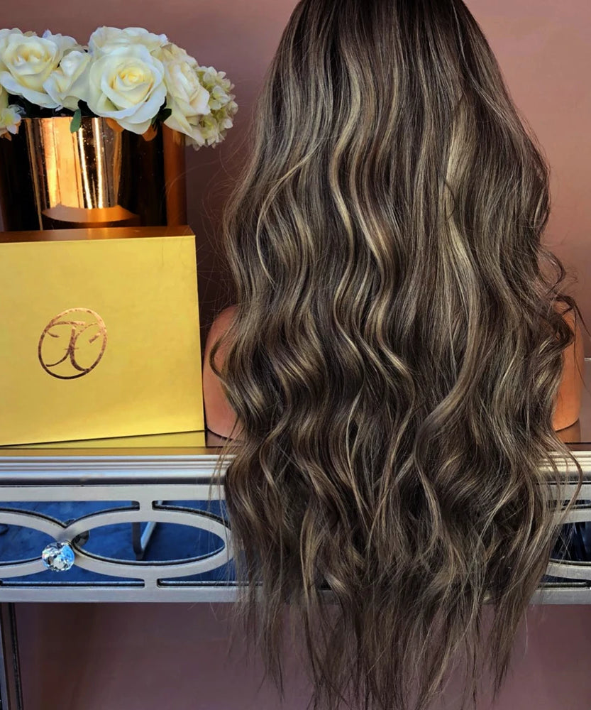 Synthetic Hair Wig Middle Part Curly Wig Brown