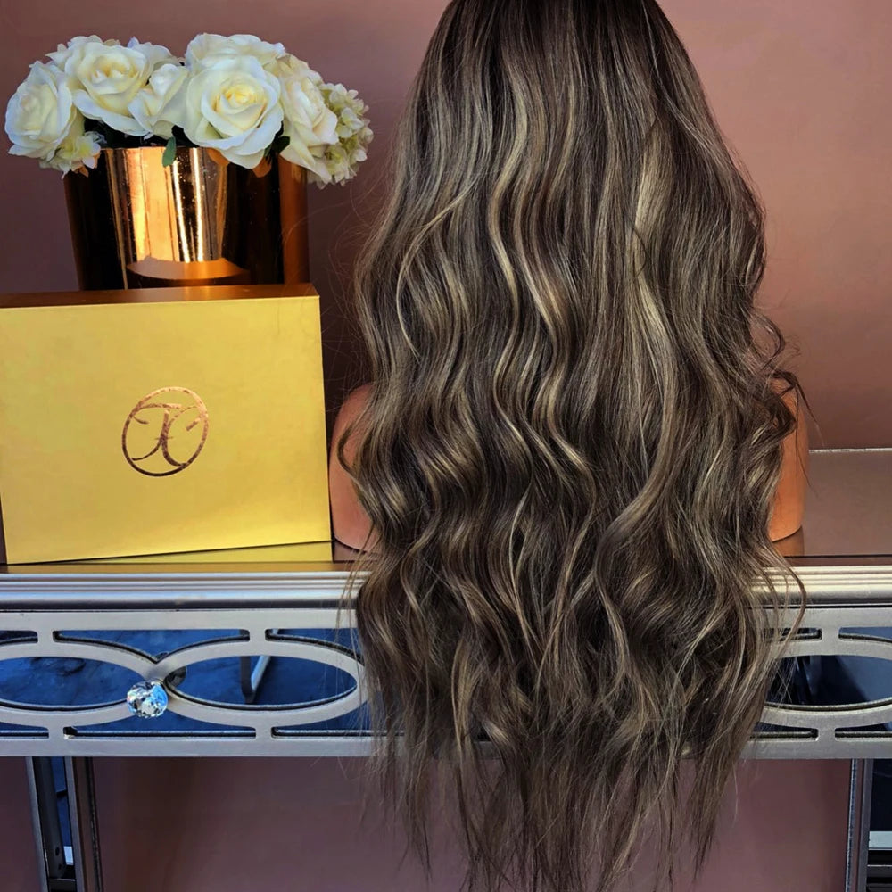 Synthetic Hair Wig Middle Part Curly Wig Brown