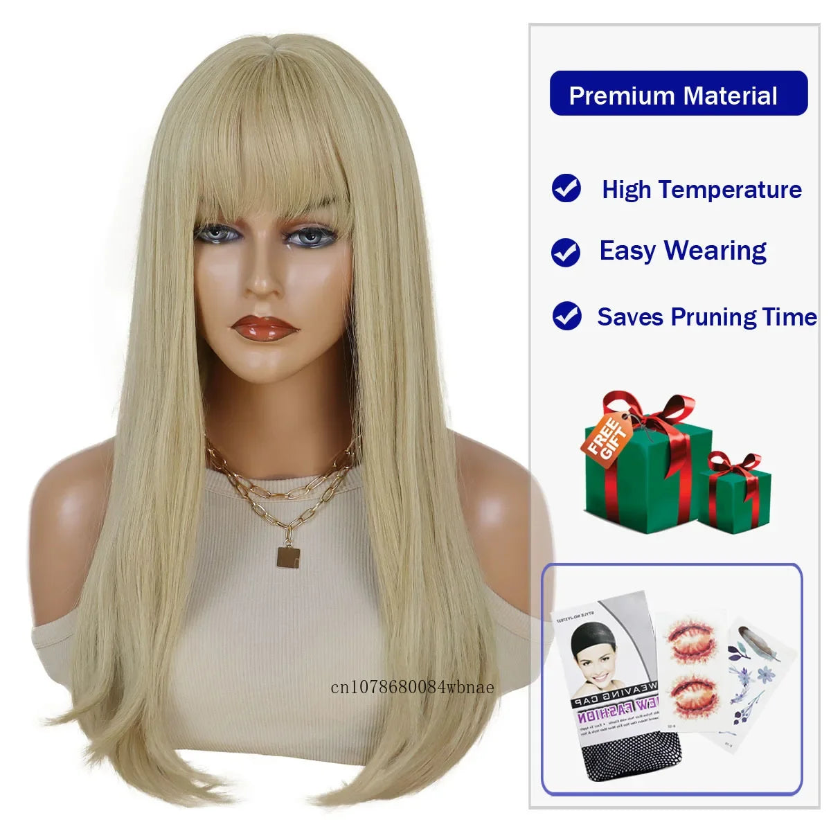 Long Blonde Wigs for Women Synthetic Hair Silky