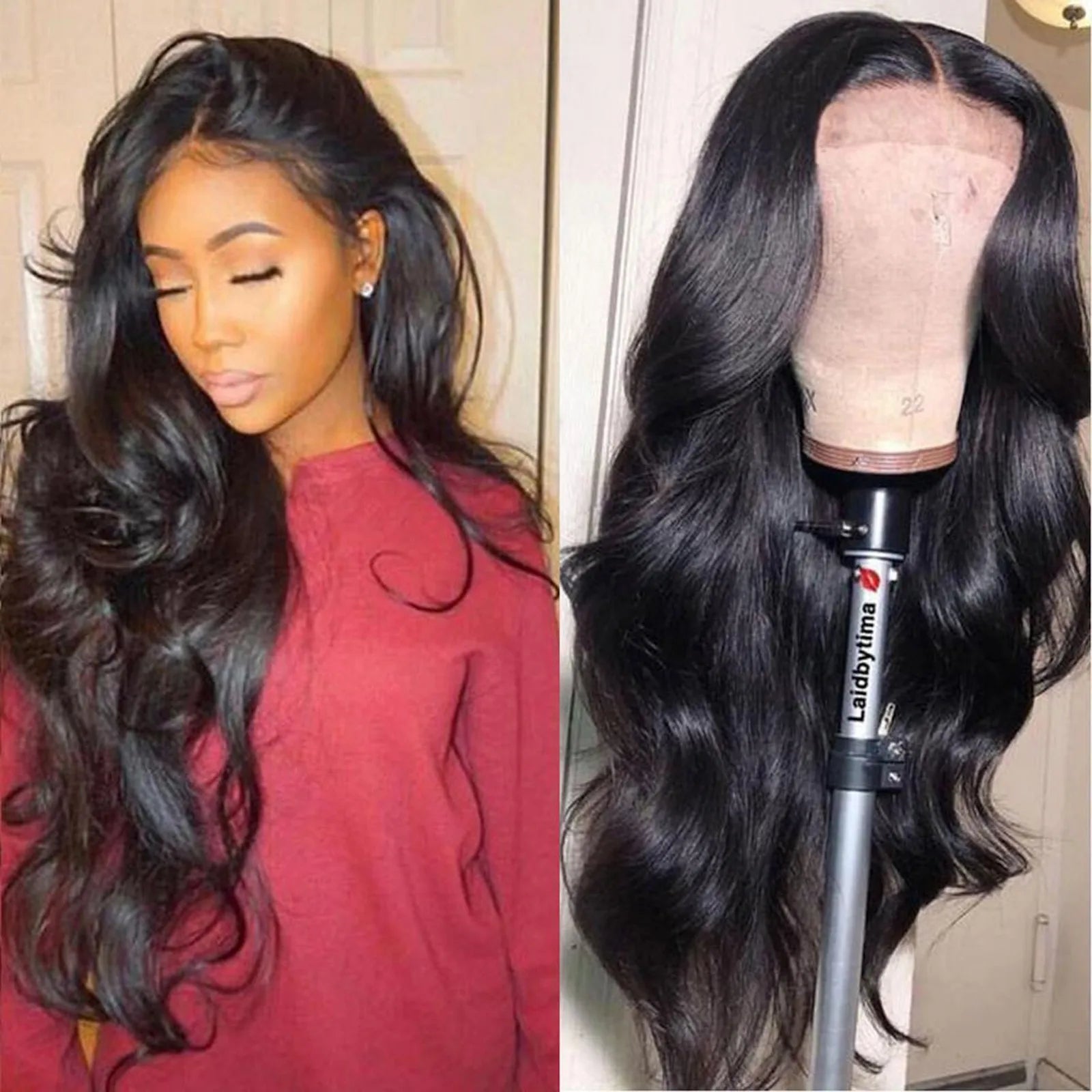 Premium Natural Black Wavy Synthetic Wig  for Women