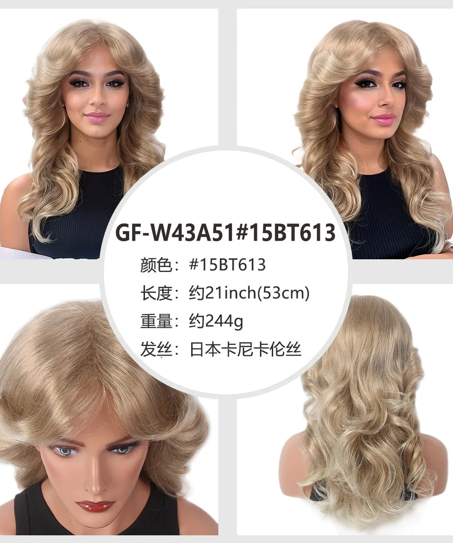 Cosplay Wigs for Women Lady 60s 70s Blonde