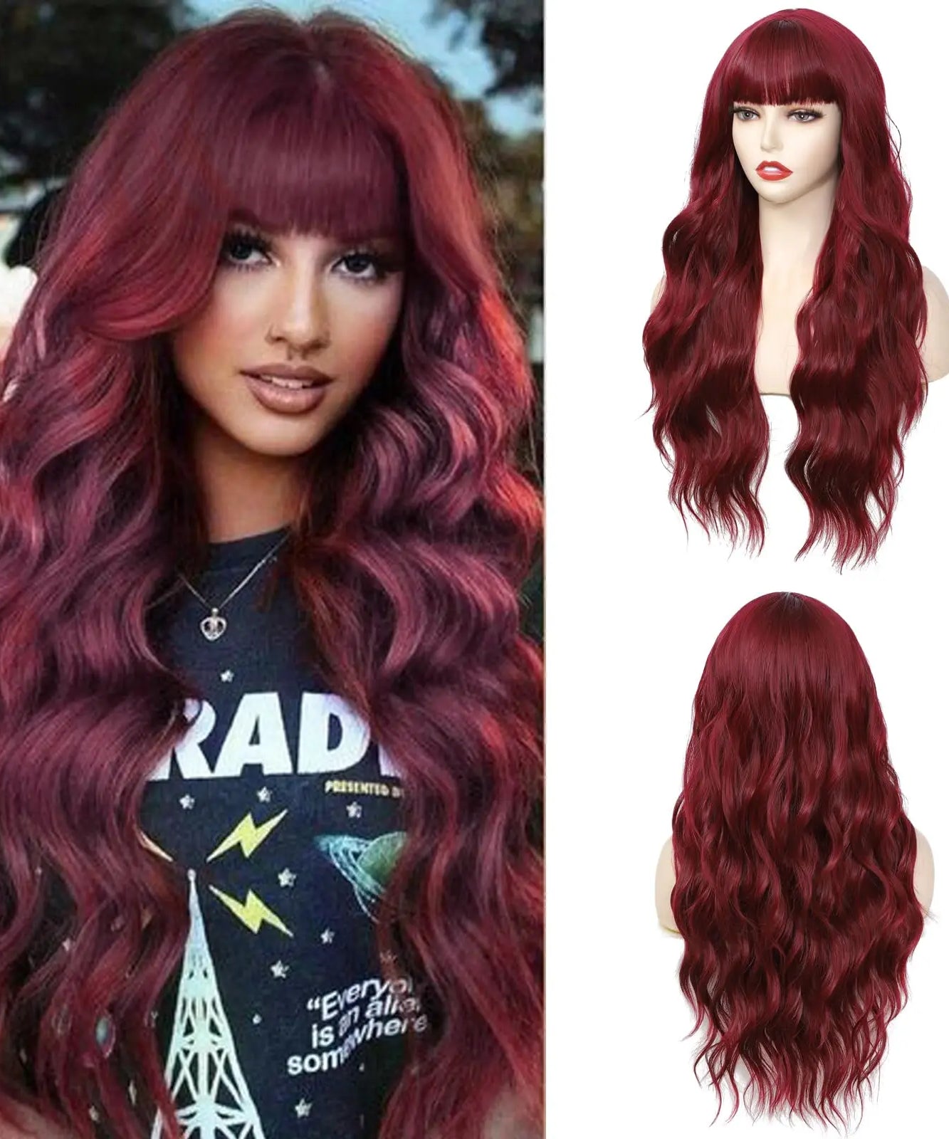 Big wavy light brown synthetic wig for Halloween cosplay, daily festive hair, high-temperature hair accessory