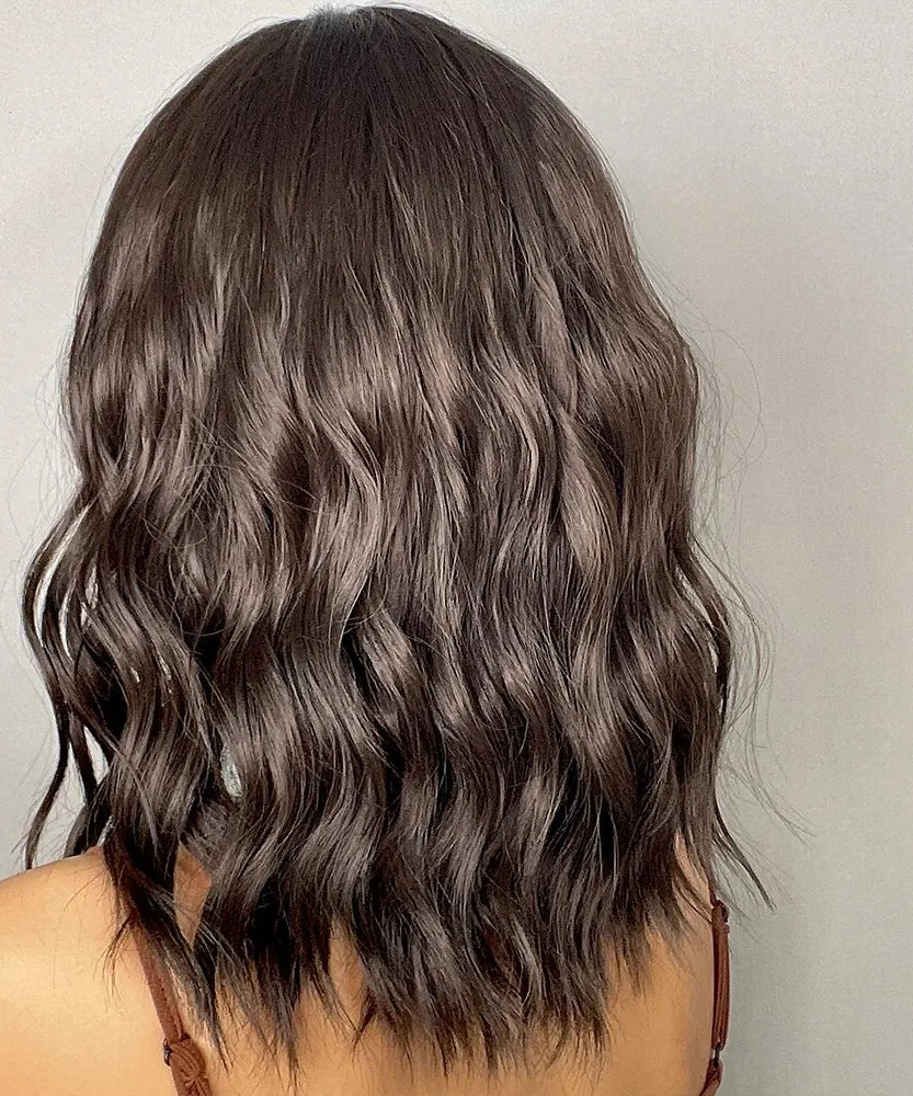 Short Wavy Bob Wigs for Women Dark Brown