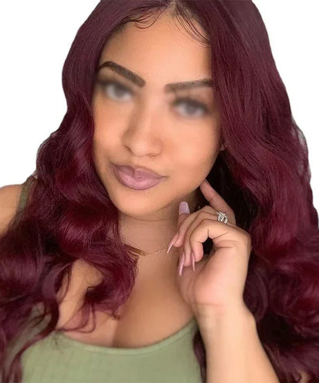 European Style Wine Red Big Wave Curly Hair Women