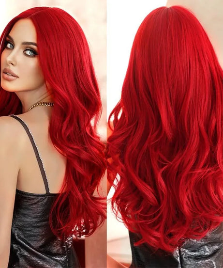 Red Long Curly Wavy Synthetic Heat Resistant