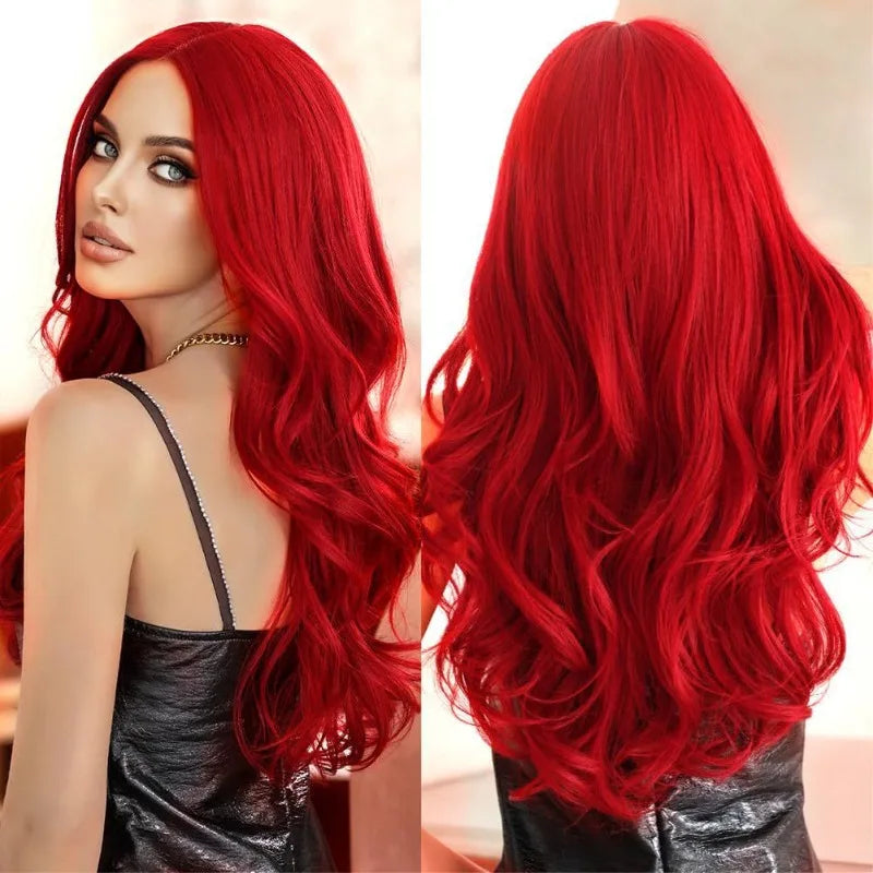 Red Long Curly Wavy Synthetic Heat Resistant