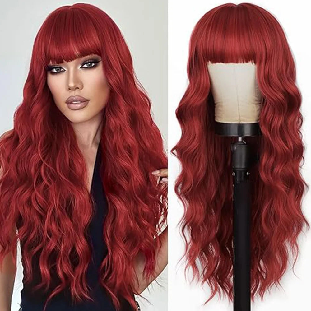Synthetic Long Blonde Wigs with Bangs