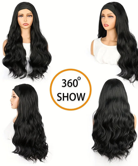 30Inch Synthetic Long Headband Wavy Curly Wigs