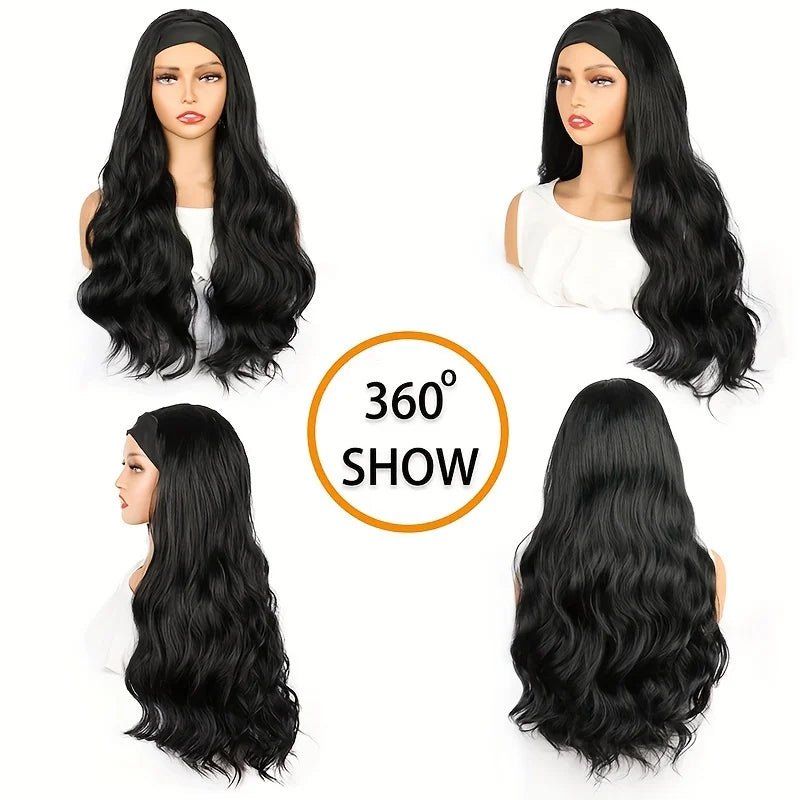 30Inch Synthetic Long Headband Wavy Curly Wigs