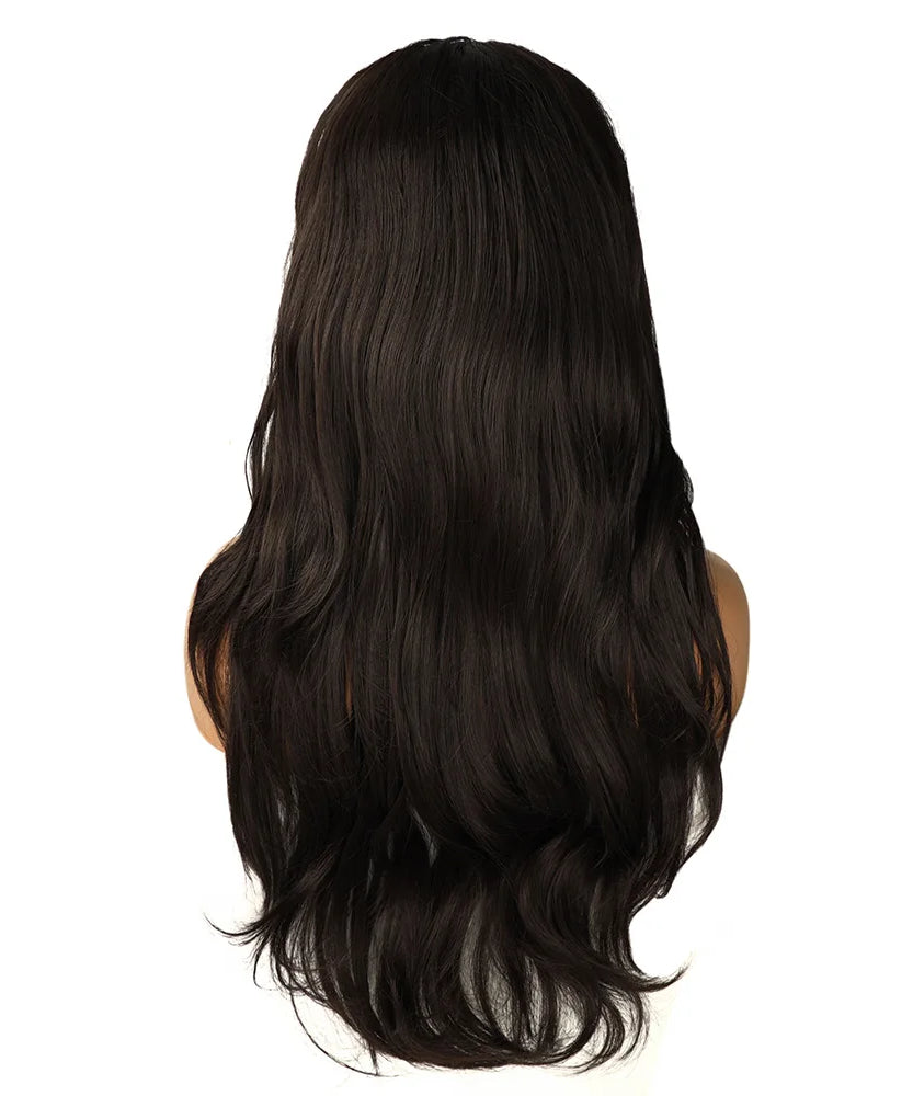 24Inch Synthetic Long Wavy Head Tied 3/4 Half Wigs for Women With Clips In Curly Hair Extension Black Hairpieces Wigs Daily Use