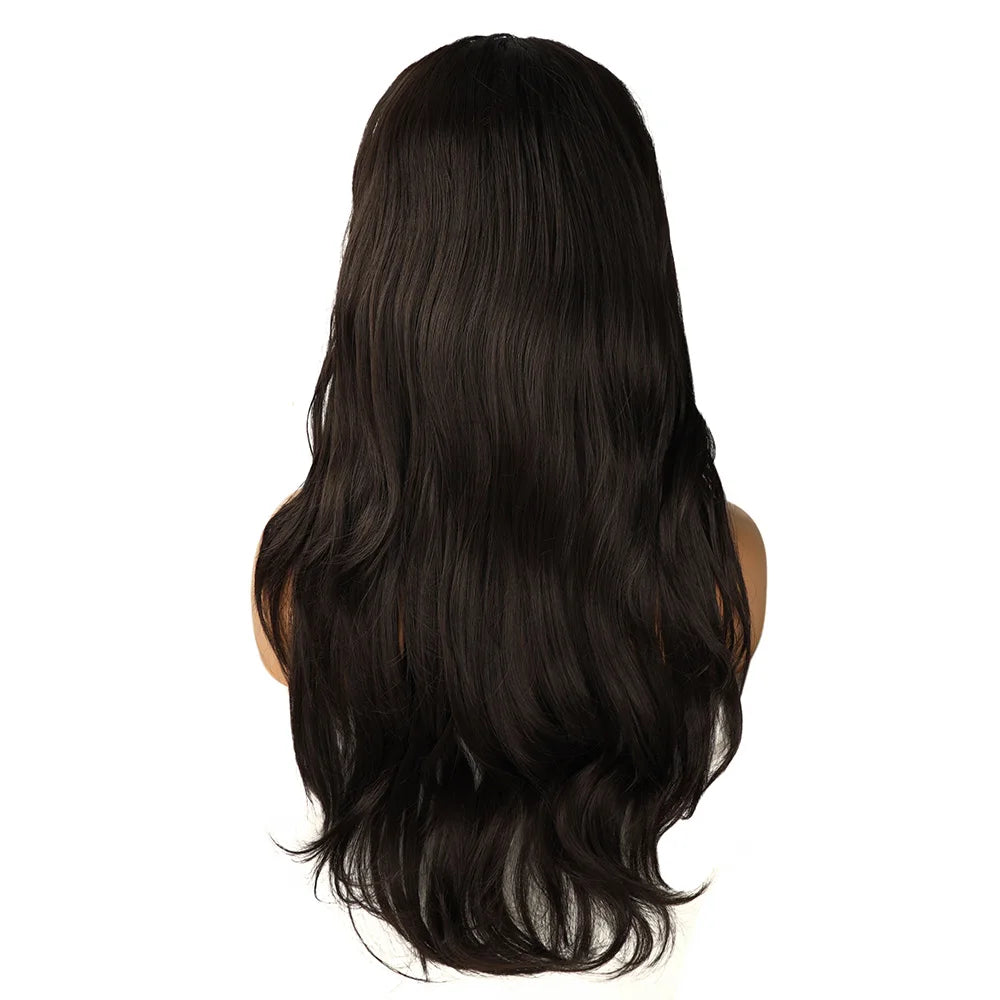 24Inch Synthetic Long Wavy Head Tied 3/4 Half Wigs for Women With Clips In Curly Hair Extension Black Hairpieces Wigs Daily Use