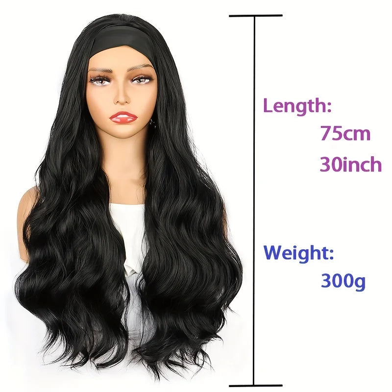 30Inch Synthetic Long Headband Wavy Curly Wigs