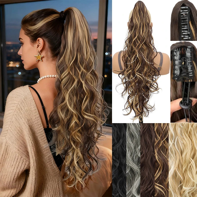 Synthetic Ponytail Wig for Women Long Curly