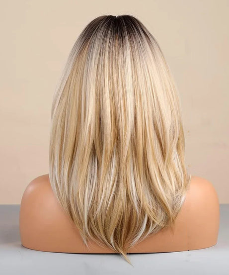 14 Inches Long Straight Blonde Layered Synthetic