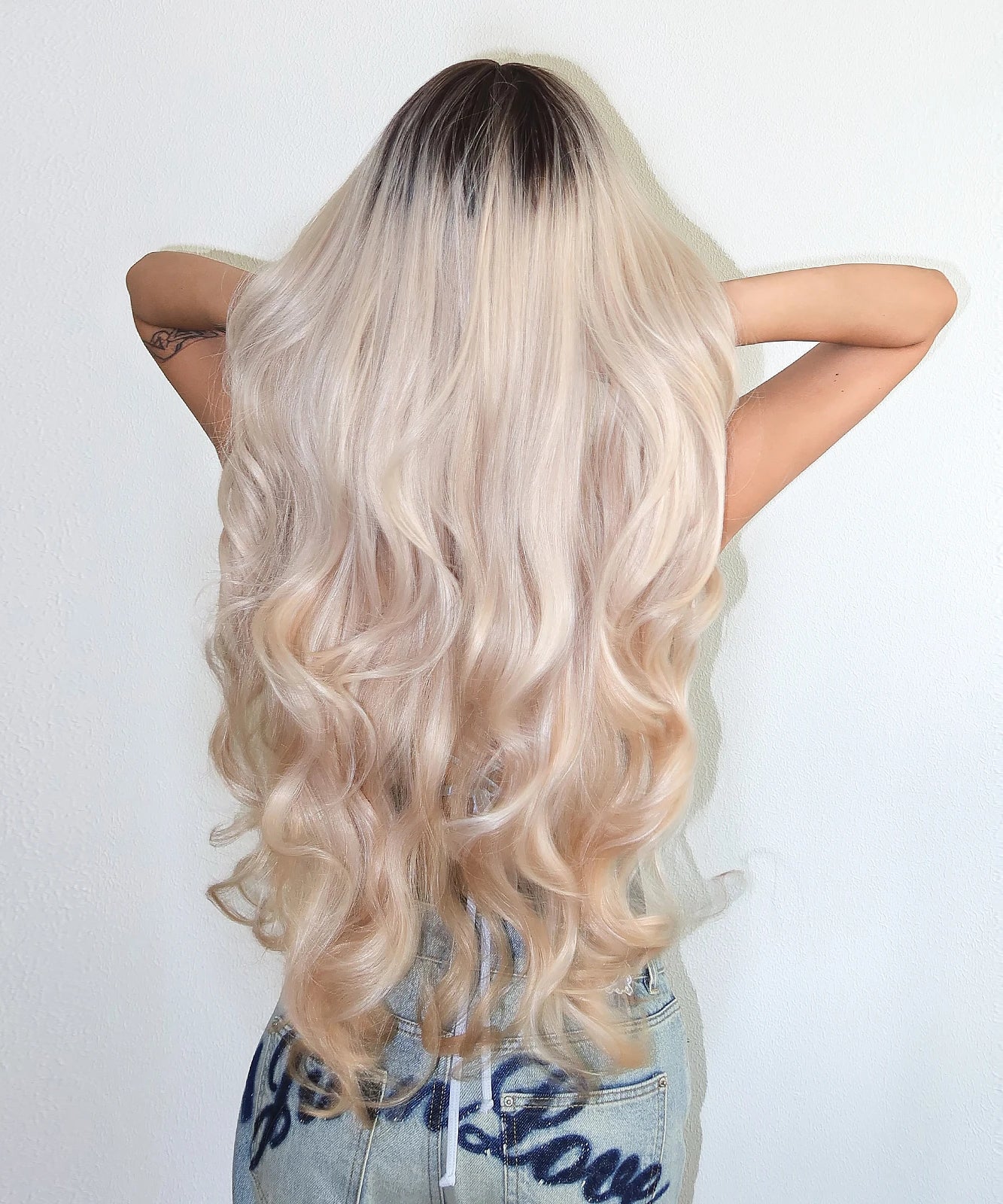 EASIHAIR Long Curly Synthetic Wigs with Bangs