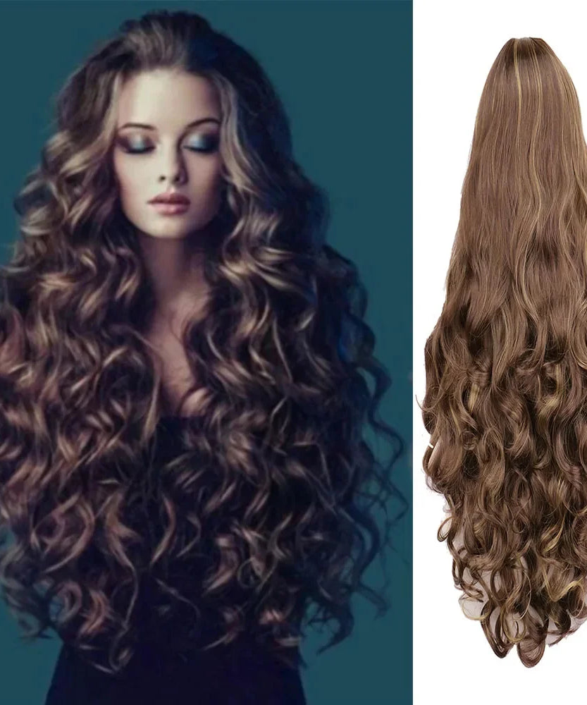 24" Natural Full Wigs Hair Long Wavy Synthetice