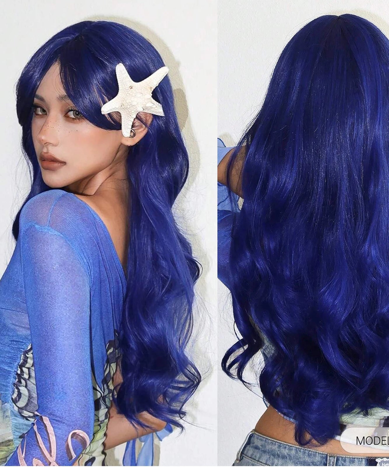 EASIHAIR Long Curly Synthetic Wigs with Bangs