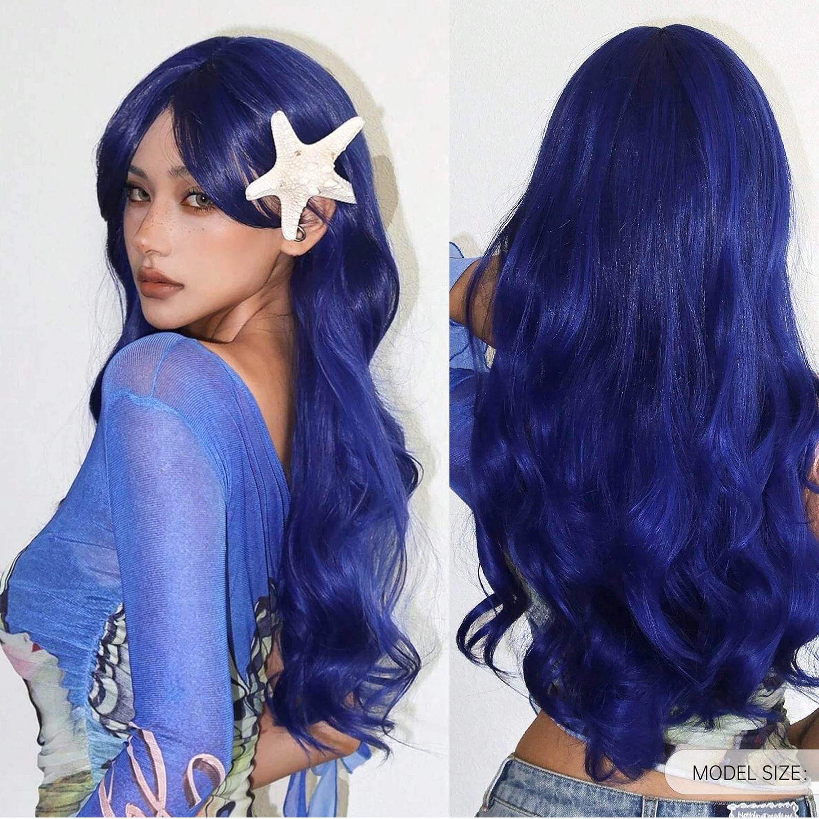 EASIHAIR Long Curly Synthetic Wigs with Bangs