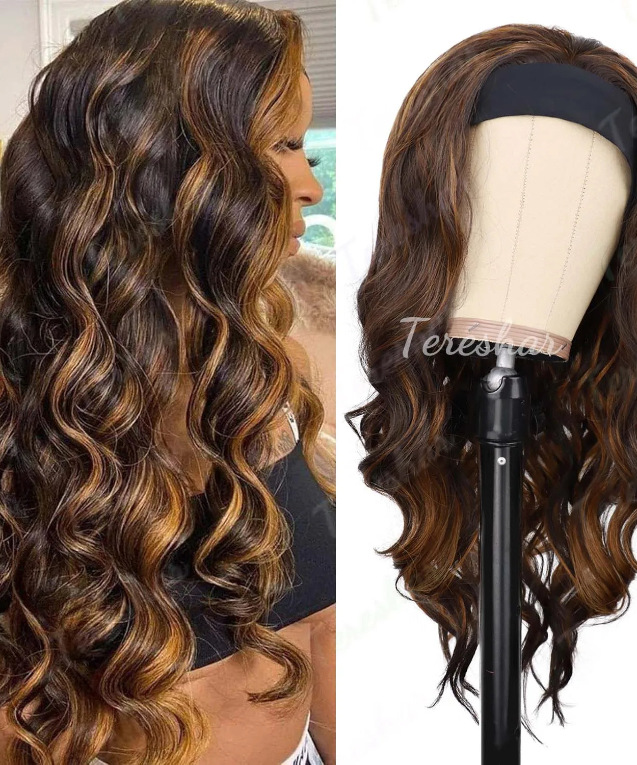 Synthetic Long Wavy Headband Wig for Women