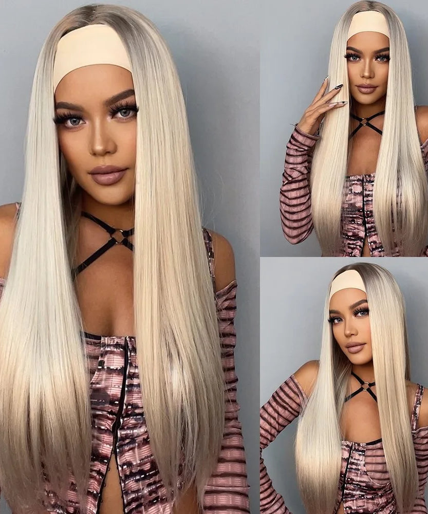 Long Straight Brown with Blonde Highlight