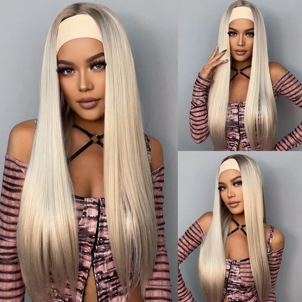 Long Straight Brown with Blonde Highlight