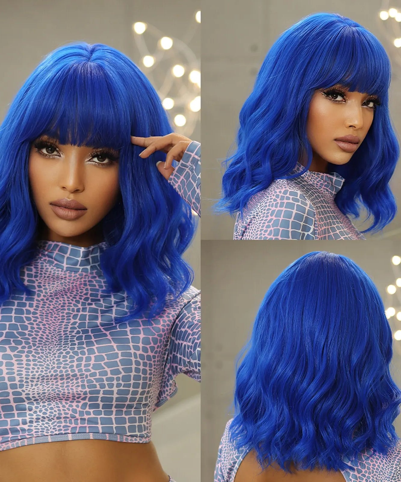 Short Wavy Bob Wigs for Women Dark Brown