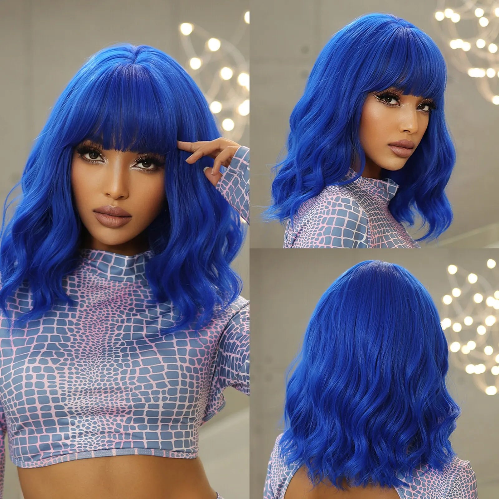 Short Wavy Bob Wigs for Women Dark Brown
