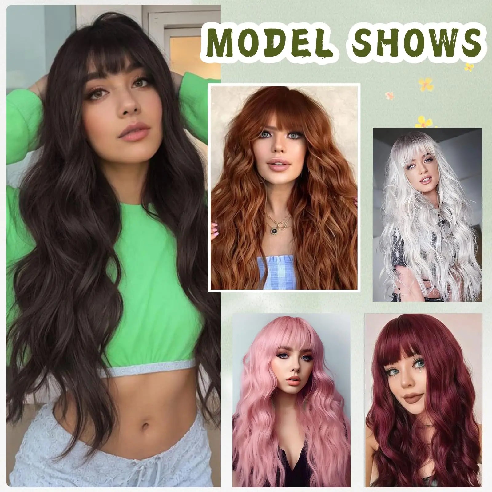 Big wavy light brown synthetic wig for Halloween cosplay, daily festive hair, high-temperature hair accessory
