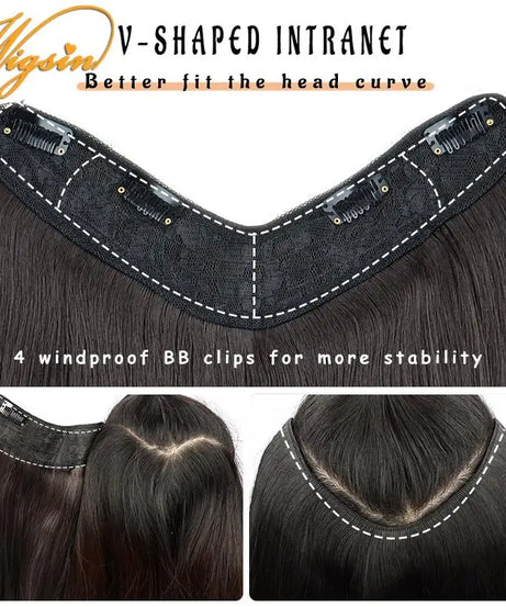 WIGSIN Synthetic 55cm V-shaped Layered 4 Clips