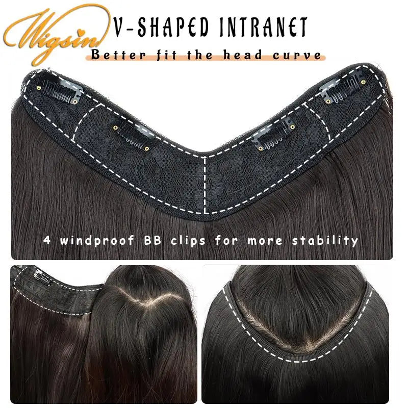 WIGSIN Synthetic 55cm V-shaped Layered 4 Clips