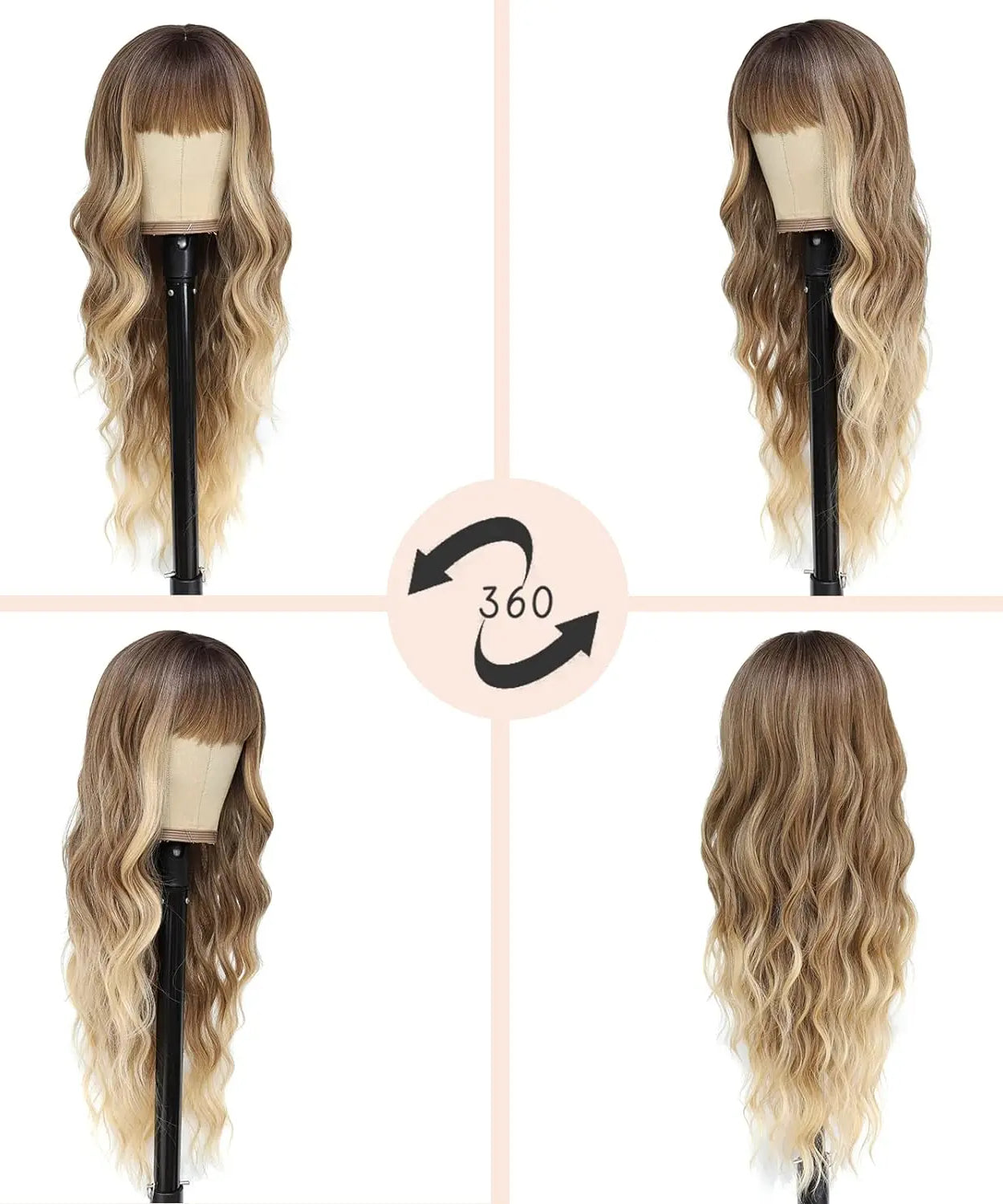 Synthetic Long Blonde Wigs with Bangs