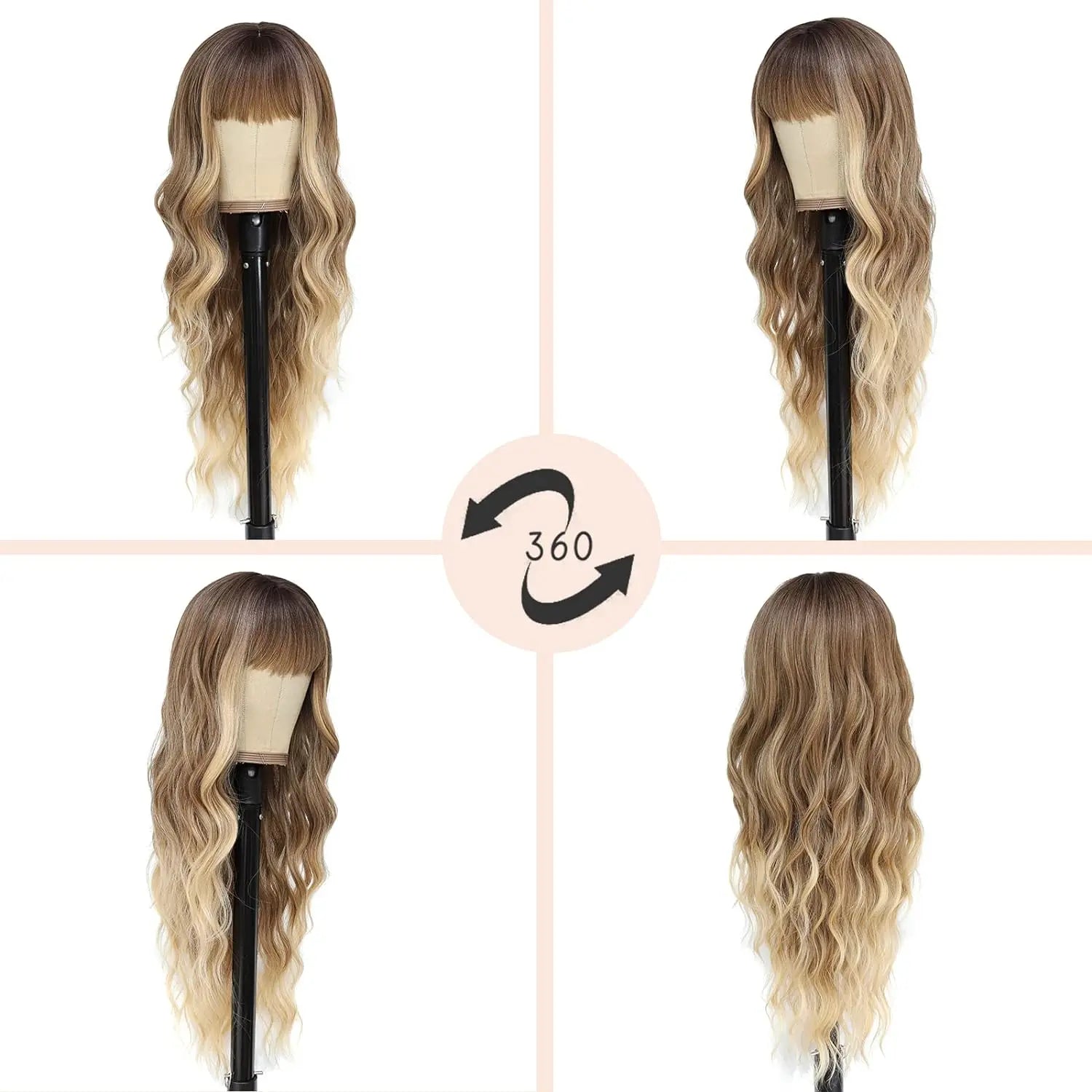 Synthetic Long Blonde Wigs with Bangs