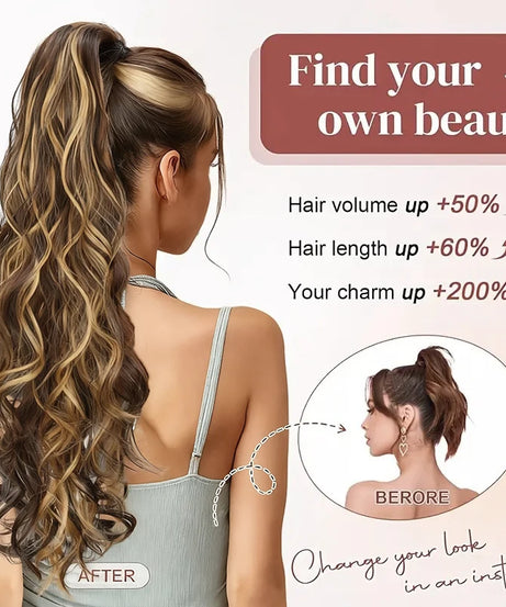 Synthetic Ponytail Wig for Women Long Curly