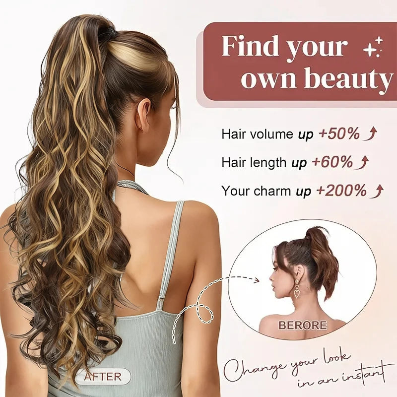 Synthetic Ponytail Wig for Women Long Curly