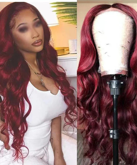 European Style Wine Red Big Wave Curly Hair Women