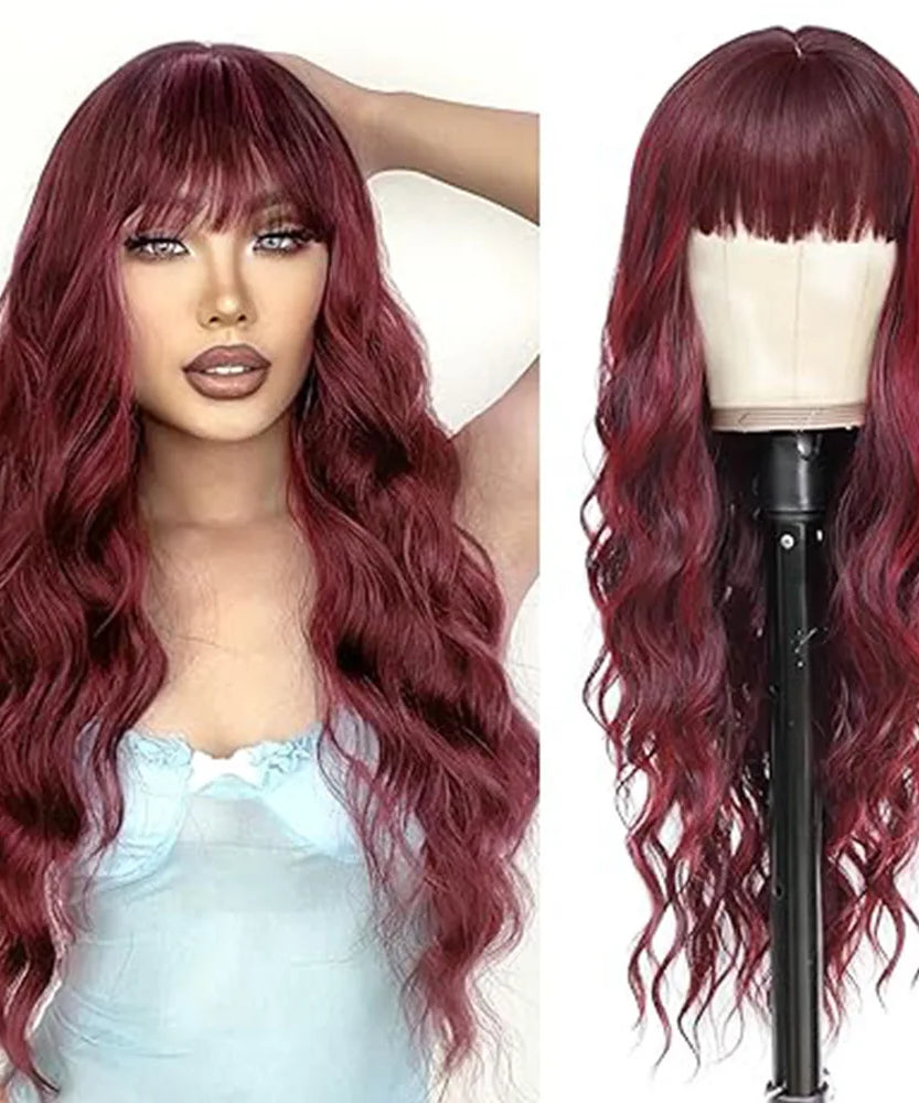 Synthetic Long Blonde Wigs with Bangs