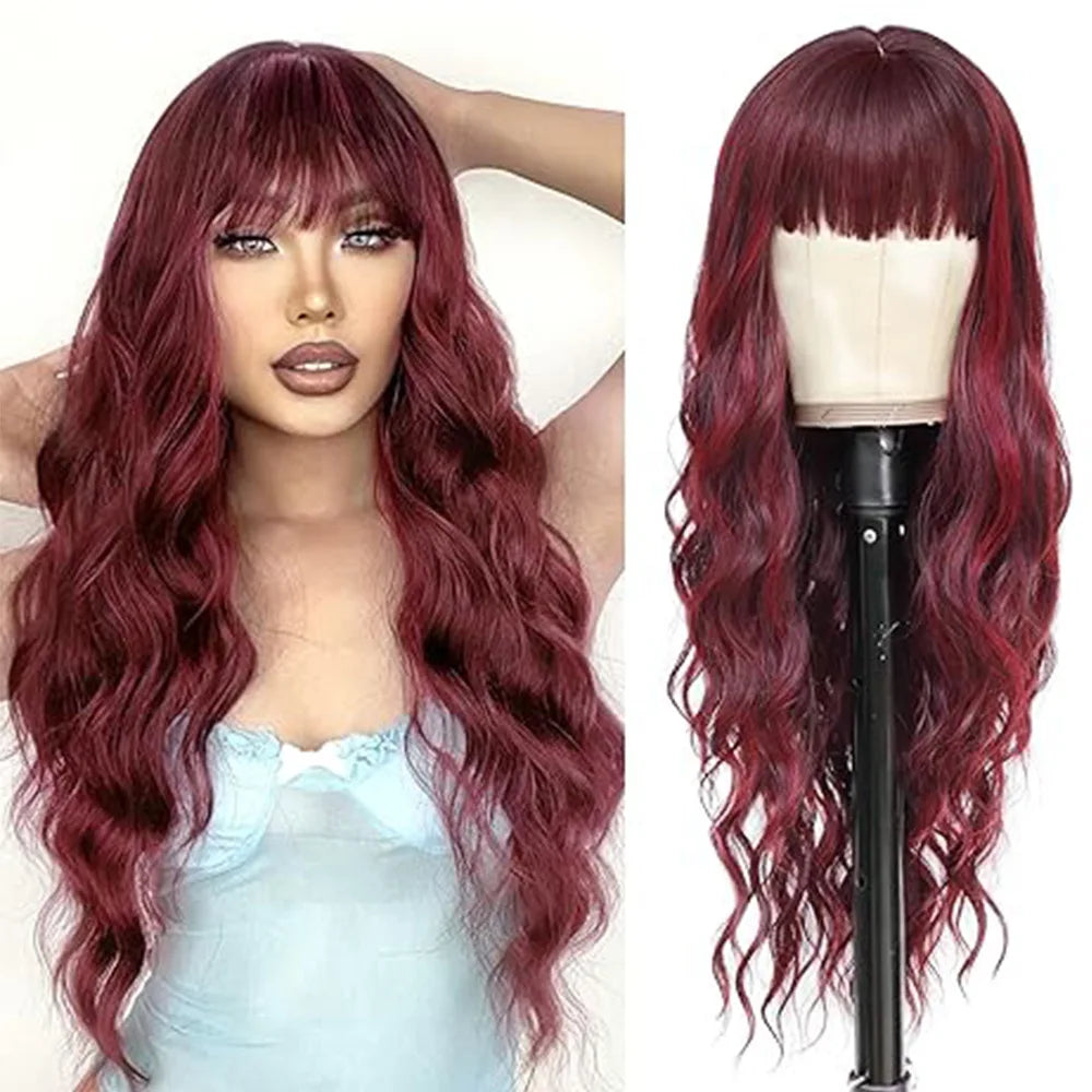 Synthetic Long Blonde Wigs with Bangs