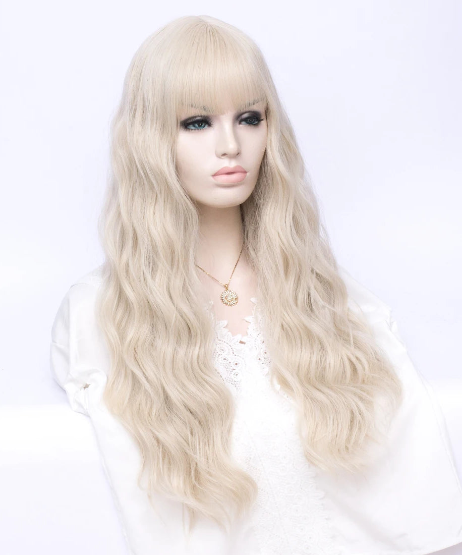Women’s Long Wavy Synthetic Blonde Wig r