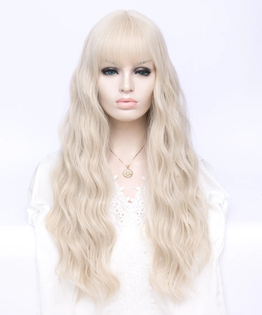 Women’s Long Wavy Synthetic Blonde Wig r