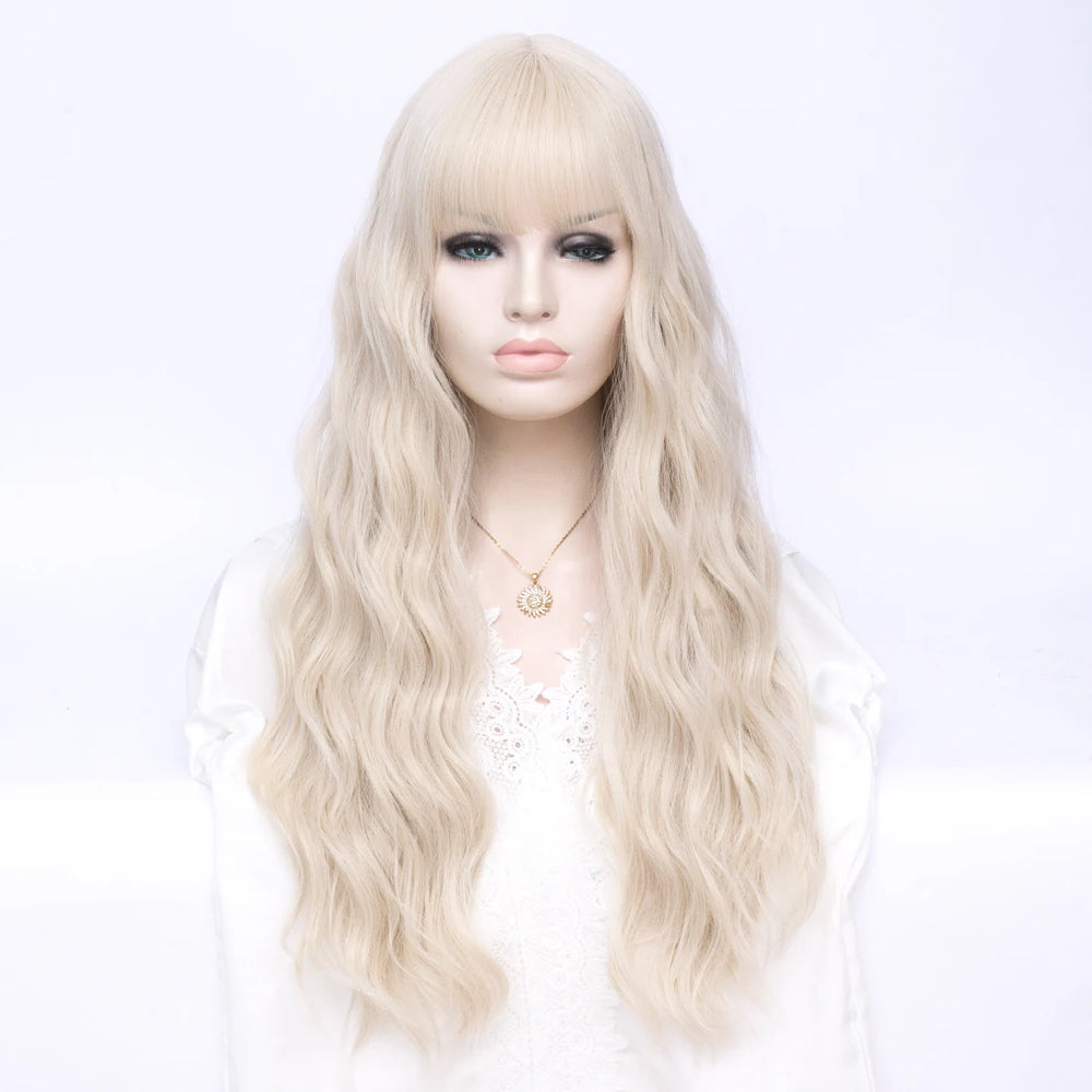 Women’s Long Wavy Synthetic Blonde Wig r