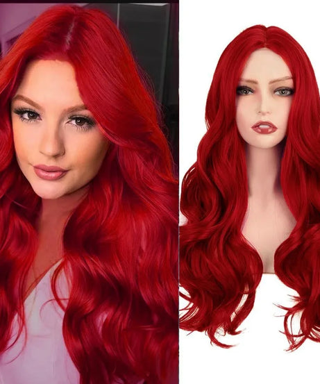 Red Long Curly Wavy Synthetic Heat Resistant