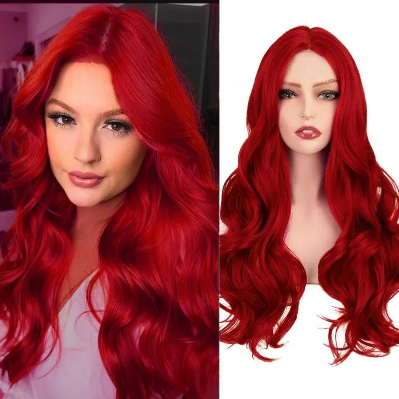 Red Long Curly Wavy Synthetic Heat Resistant