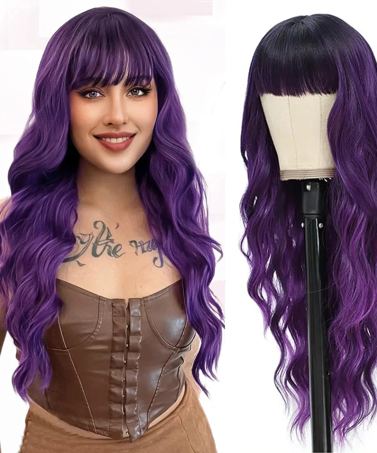 Synthetic Long Blonde Wigs with Bangs