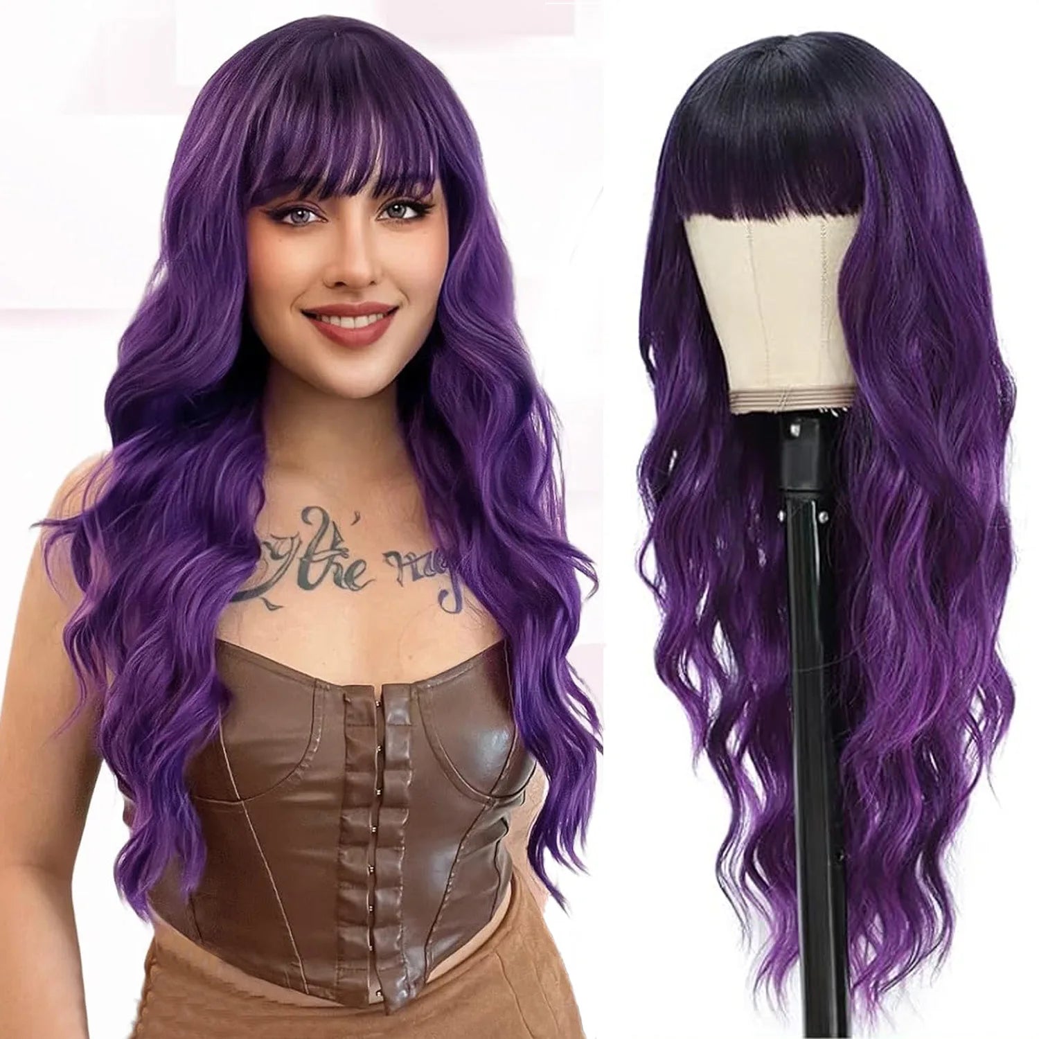 Synthetic Long Blonde Wigs with Bangs
