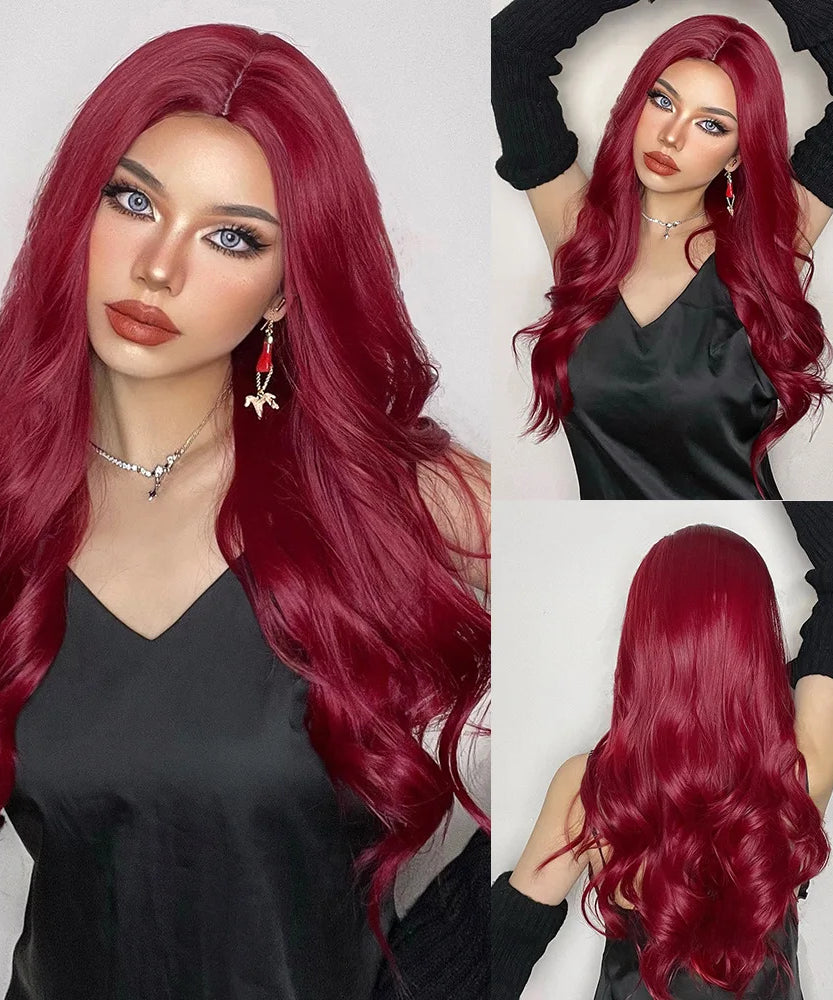 Big wavy light brown synthetic wig for Halloween cosplay, daily festive hair, high-temperature hair accessory