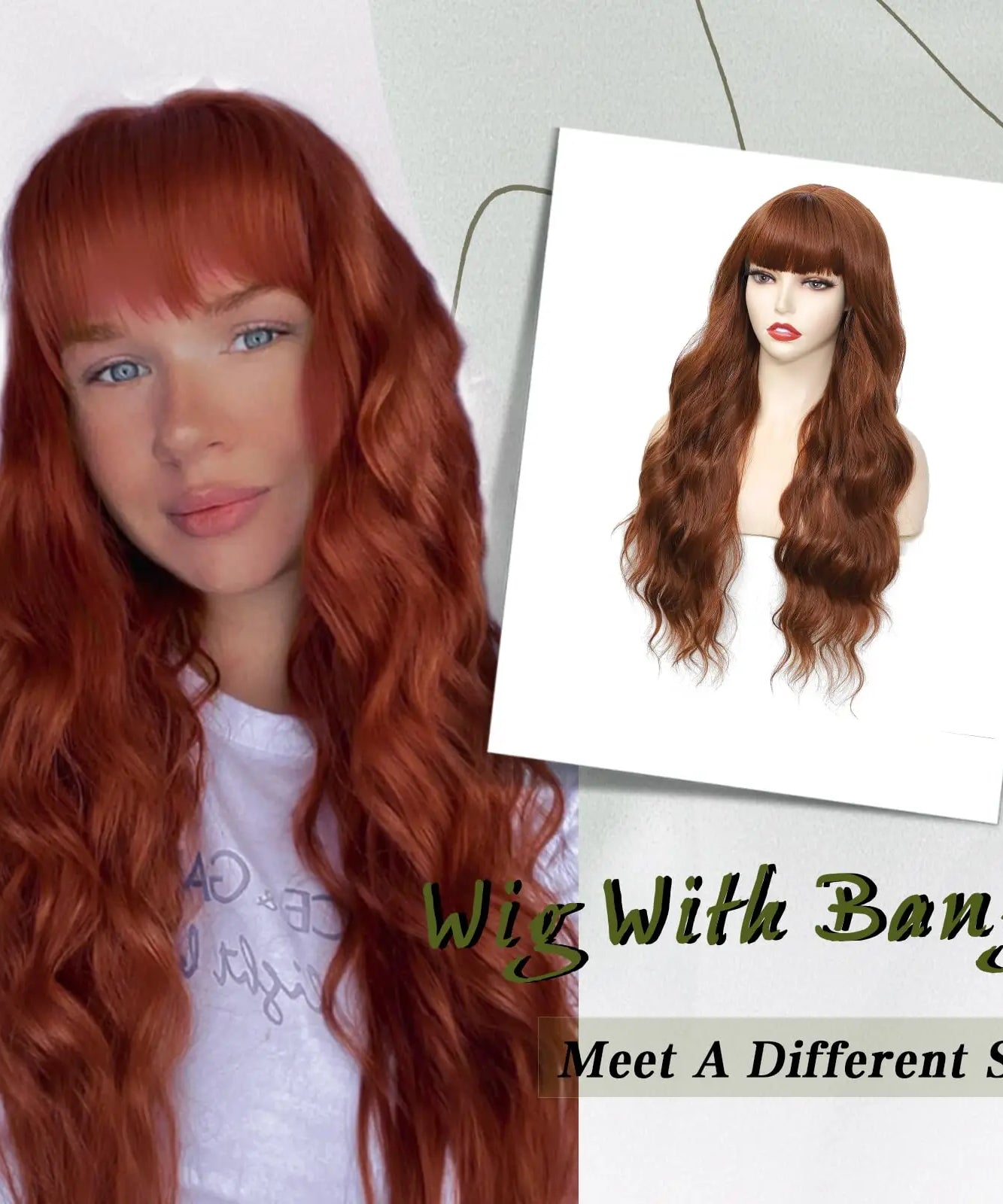 Big wavy light brown synthetic wig for Halloween cosplay, daily festive hair, high-temperature hair accessory